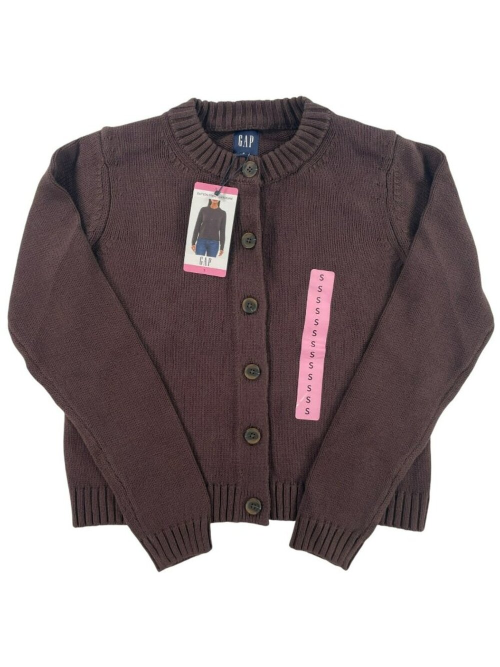 Gap Button Front Cardigan Sweater Brown 100% Cotton Women's Sz S MSRP$69.95 NEW
